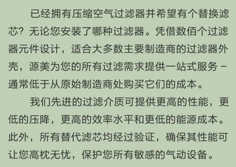 Replacement filter替代濾芯(xin)